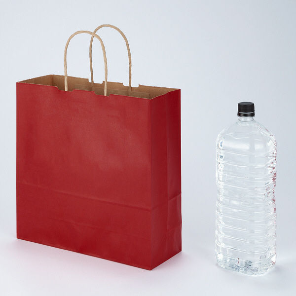 手提げ紙袋　丸紐　ベーシックカラー　赤　M　1袋（50枚入）　スーパーバッグ オリジナル