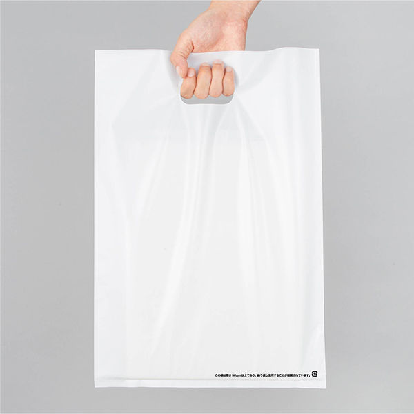 アスクル 小判抜き手提げ袋(印刷あり) ソフトタイプ ホワイト L 1袋（50枚入） オリジナル