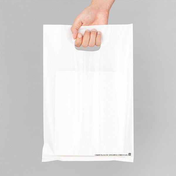 アスクル 小判抜き手提げ袋(印刷あり) ソフトタイプ ホワイト M 1セット（250枚：50枚入×5袋） オリジナル