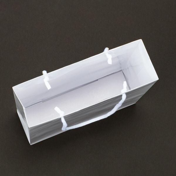 手提げ紙袋　ミラーフィルムタイプ　丸紐　ホワイト　M　1袋（5枚入）　アスクル オリジナル