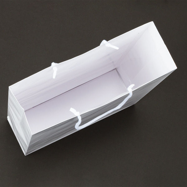 手提げ紙袋　ミラーフィルムタイプ　丸紐　ホワイト　L　1セット（30枚：5枚入×6袋）　アスクル オリジナル