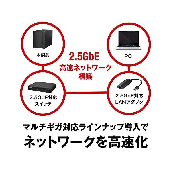 NAS ネットワーク対応HDD 8TB バッファロー LinkStation 2ドライブ LS720D0802 1台
