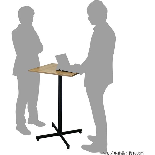 ハピラ カフェテーブル 自動調整アジャスター付き ハイタイプ 幅600×奥行600×高さ1000mm ナチュラル HPF0203-10NAT  1台（直送品）