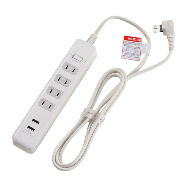 朝日電器(ELPA) 電源タップ USB付耐雷タップ 2P式/4個口/USB×2ポート