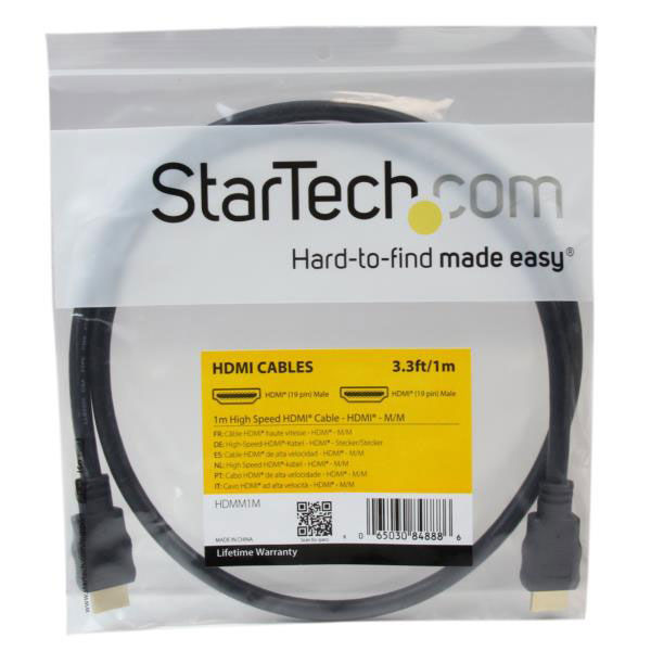 Startech.com 1m ハイスピードHDMIケーブル 4k対応HDMI(オス)-HD HDMM1M 1個