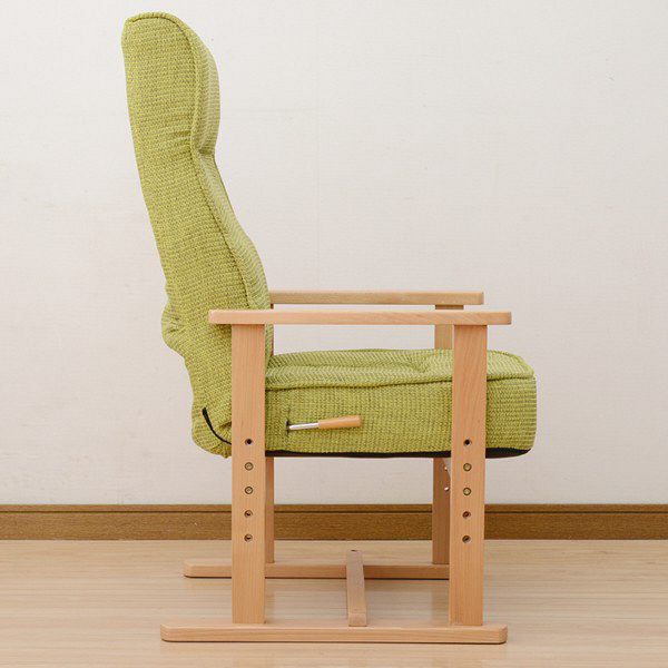 【アスクル】 YAMAZEN レバー式ポケットコイル高座椅子 幅585×奥行630×高さ970-1090mm ライトグリーン PHC-60