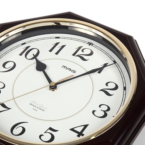 ノア精密 クラシカル振り子時計:西洋館 W-670 BR 1個 幅436×高さ291mm 非電波 壁掛け アナログ表示 メロディ・ボンボン 電池付き