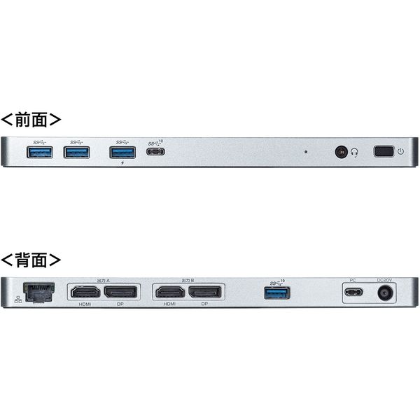 ドッキングステーション Type-C×1 USB3.0×4 HDMI×2 DisplayPort×2 RJ