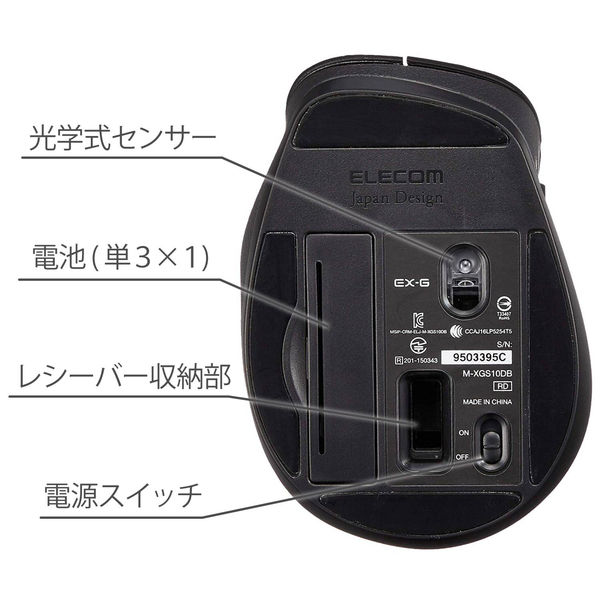 エレコム 無線 2.4GHz マウス 静音 ワイヤレスマウス 5ボタン 右手専用 Mサイズ M-XGM30DBSKBK 通販 
