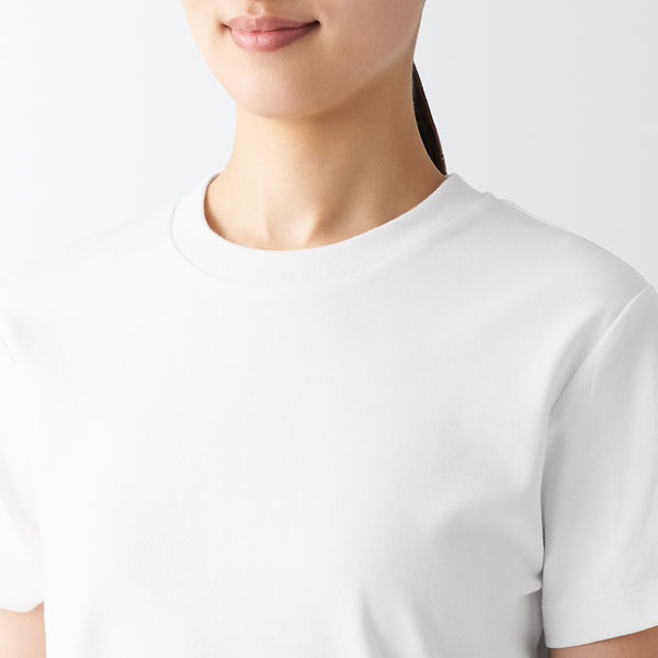 【レディース】無印良品 スムース編みクルーネック半袖Tシャツ 婦人 L 白 良品計画