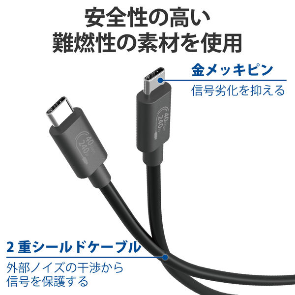 Type-cケーブル USB 4.0 PD EPR対応 240W USB-C 黒 USB4-CCPE10NBK