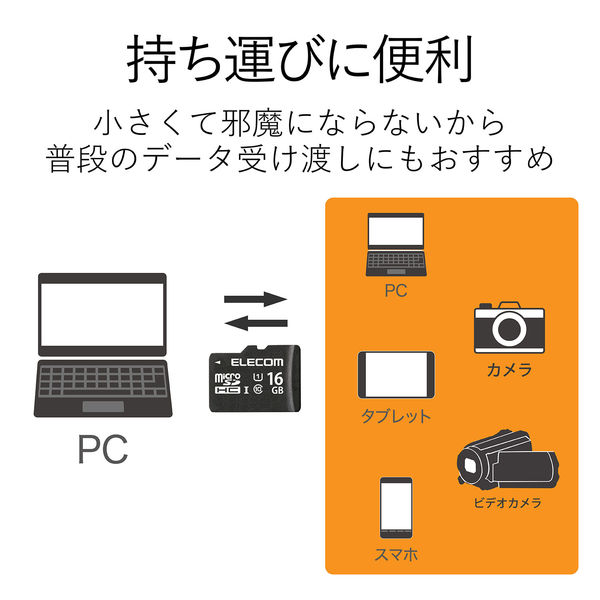 マイクロSD カード 16GB UHS-I U1 高速データ転送 SD変換アダプタ付 スマホ 写真 MF-HCMR016GU11A エレコム 1個