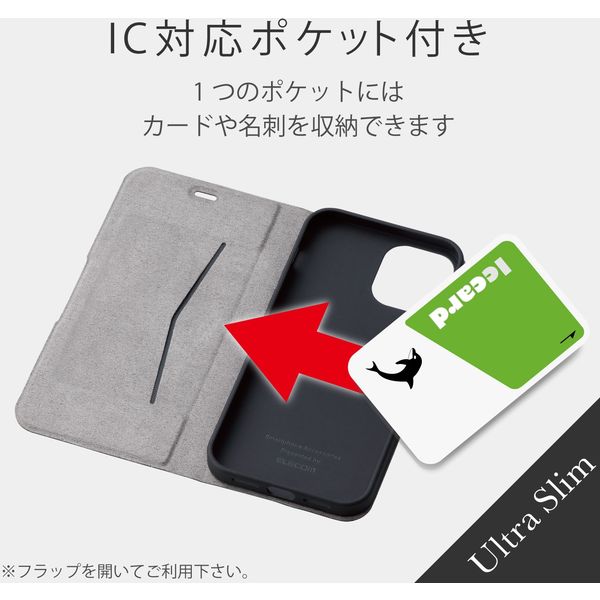 アスクル】iPhone12/12Pro ケースカバー 手帳 フラップ レザー 薄型 スリム カード ネイビー PM-A20BPLFUNV エレコム  1個（直送品） 通販 ASKUL（公式）