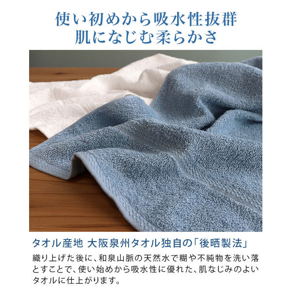 ヒオリエ 日本製 フェイスタオル デイリータオル 6枚 ブルー 約34×85cm