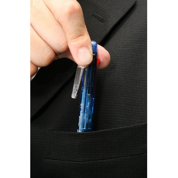 アスクル】多機能ボールペン クリップ-オンマルチ500 青軸 4色0.7mm 