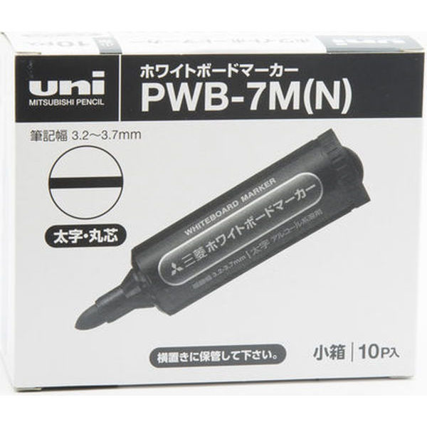 アスクル】三菱鉛筆(uni) ホワイトボードマーカー 太字丸芯 黒 PWB7M 
