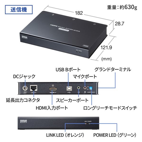 サンワサプライ KVMエクステンダー（HDMI・USB用） VGA-EXKVMHU2 1個