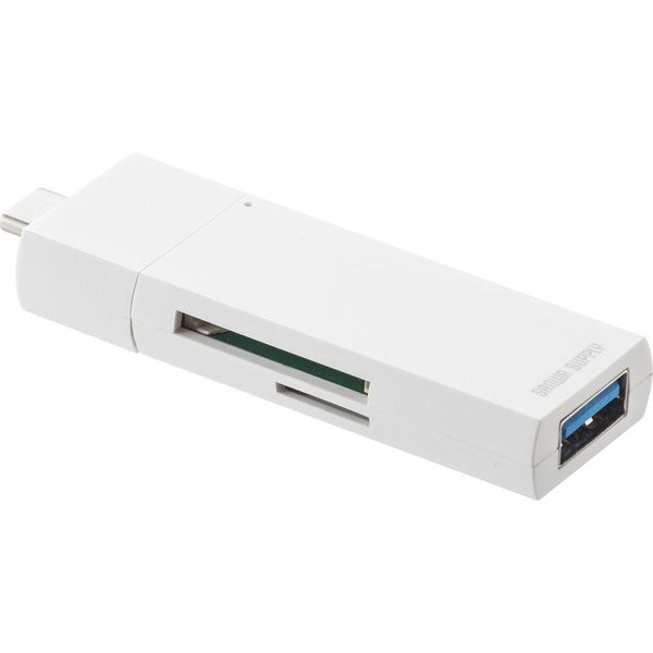 アスクル】サンワダイレクト USB Type-Cカードリーダー（カードリーダー・SD・microSD・USBハブ・スライドキャップ） 1個（直送品）  通販 ASKUL（公式）