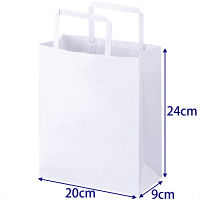 平紐クラフト紙手提袋薄型エコノミー 200×240×90 白 1箱（300枚：50枚×6袋） オリジナル