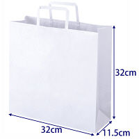 平紐クラフト紙手提袋薄型エコノミー320×320×115 白 1箱（300枚：50枚×6袋）　 オリジナル