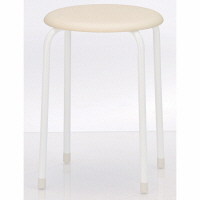 TOKIO 丸椅子（抗菌張地） ベージュ 1脚 座面直径320×高さ446mm スタッキングチェア ビニールレザー張り パイプ椅子