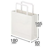 平紐クラフト紙手提袋薄型エコノミー 180×165×60 白 1箱（300枚：50枚×6袋） オリジナル