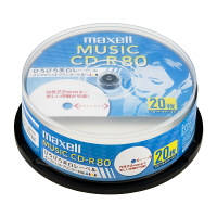 マクセル 音楽用CD-R スピンドルケース 1パック（20枚入） プリント対応 CDRA80WP.20SP
