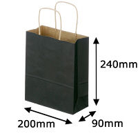 スーパーバッグ　丸紐カラー手提げ紙袋　ブラック　SS　　1袋（50枚入）　　　 オリジナル