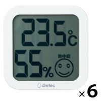 ドリテック デジタル温湿度計 白 O-421WTAL 1セット（6個）
