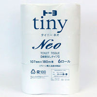 トイレットペーパー シングル 180m 再生紙100％ 芯なし タイニーNEO 180m 6ロール トーヨ