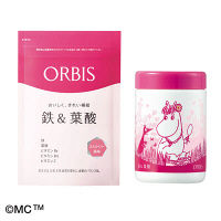 ＜LOHACO＞【新スキンケアサンプル付】ORBIS（オルビス） 鉄＆葉酸（ストロベリー風味） レギュラー＆専用ムーミンボトルセット（スノークのおじょうさん）画像