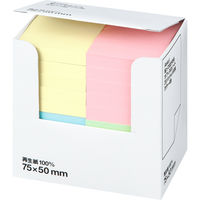アスクル　ふせん　貼ってはがせるオフィスのノート　75×50mm　パステルカラー　4色セット　1箱（20冊入） オリジナル