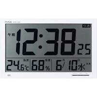 ノア精密 エアサーチメルスター 置き掛け時計 [電波 チャイム 温湿度 カレンダー アラーム] 368×29×229mm W-602 WH 1個