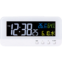 【在庫限り】ノア精密 カラーハープ 置き時計 [電波 アラーム 温湿度 カレンダー] 68×138×35mm T-684 WH 1個