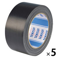 【ガムテープ】 カラー布テープ No.600V 0.22mm厚 幅50mm×長さ25m 黒 積水化学工業 1セット（5巻入）