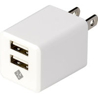ナカバヤシ(Digio2)　USB充電器(AC充電器)　ホワイト　2ポート/合計2.4A出力対応/スイングプラグ　JYU-ACU01W