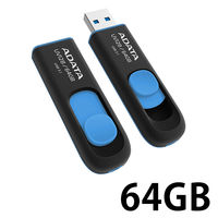 USBメモリー 64GB スライド式 ADATA USB3.0対応 AUV128-64G-RBE ブラック×ブルー