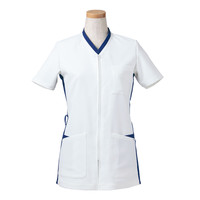 ヤギコーポレーション リゼルヴァ 医療白衣 半袖スクラブジャケット レディス R8445 ネイビー LL 1枚（取寄品）