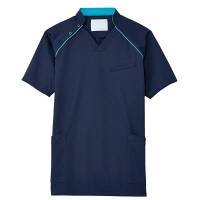 トンボメディカル スクラブ（肩開き）ネイビー×ブルー CM302 S 医療白衣 1枚（取寄品）