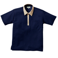 トンボ 介護ユニフォーム キラク 男女兼用ニットシャツ CR131 ネイビー 4L 1枚（取寄品）