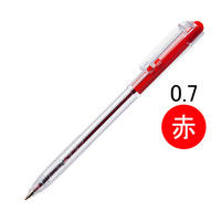 アスクル ノック式油性ボールペン 通し穴付き 0.7mm クリア軸 赤インク 50本 オリジナル
