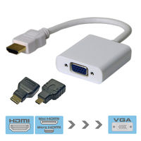 Vodaview 変換アダプタセット HDMI-VGA変換+ミニ/マイクロHDMIコネクタ VV-HDAVGA-W-DO-CD 1セット
