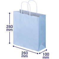 手提げ紙袋　丸紐　パステルカラー　水色　S　1パック（3箱計900枚）　スーパーバッグ オリジナル