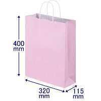 手提げ紙袋　丸紐　パステルカラー　ピンク　L　1パック（3箱計900枚）　スーパーバッグ オリジナル