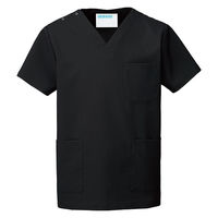 KAZEN カラースクラブ（男女兼用） 医療白衣 半袖 ブラック M 133-99（直送品）