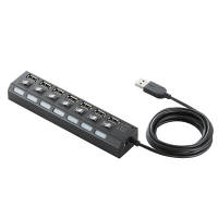 USBハブ 2.0 個別スイッチ付 7ポート セルフパワー バスパワー ケーブル長2m ブラック U2H-TZS720SBK エレコム 1個（取寄品）