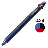 ジェットストリーム 3色ボールペン 0.38mm 油性 透明ネイビー軸 紺 SXE3-400-38 三菱鉛筆uniユニ