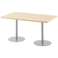 アール・エフ・ヤマカワ 応接会議テーブル 2本脚 ナチュラル 幅1400×奥行800×高さ×700mm 1台（2梱包）