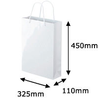 手提げ紙袋　ミラーフィルムタイプ　丸紐　ホワイト　L　1箱（90枚：5枚入×18袋）　アスクル オリジナル