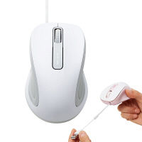マウス 有線 3ボタン ブルーLED 静音 巻き取り式 リール内蔵 Reel ホワイト M-MK1UBSWH エレコム 1個（直送品）
